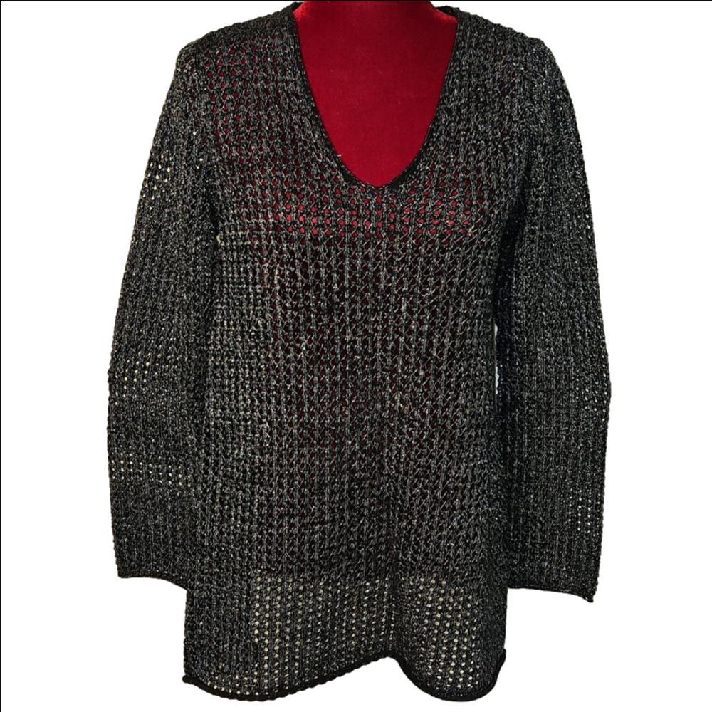Elegant Black Knit Women's Sweater Size Large